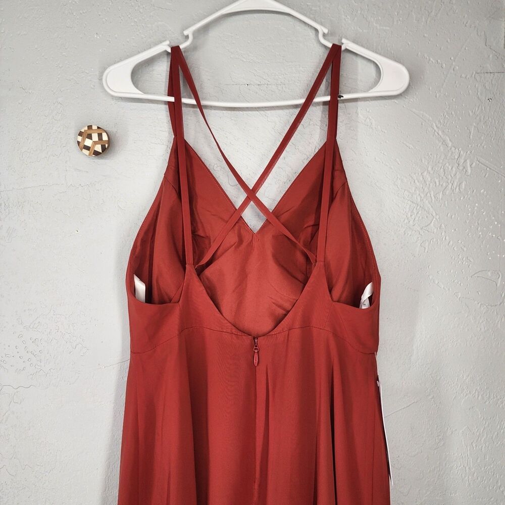 NWT Azazie Sz 10 | Anna Red Rust A-Line Dress Bridesmaid Formal Pageant Glam - Picture 4 of 7